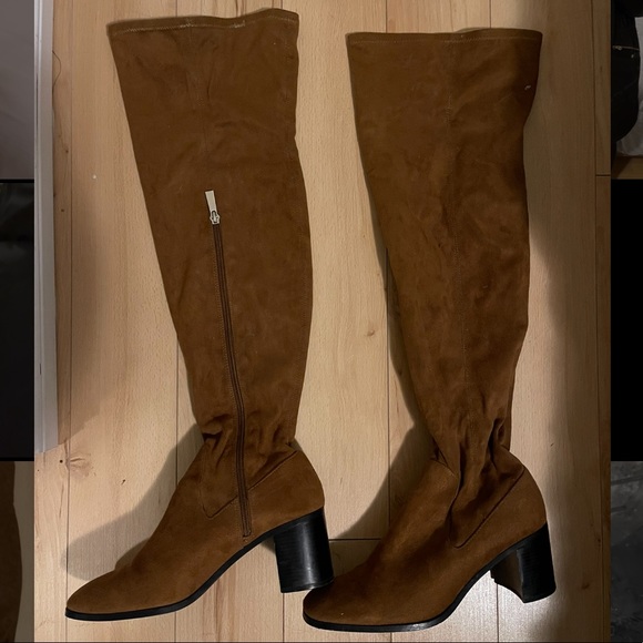 Over-the-knee suede camel Zara boots - Picture 1 of 2